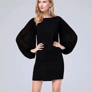 NWT White House Black Market Pleated Sleeve Shift Dress Black (12)